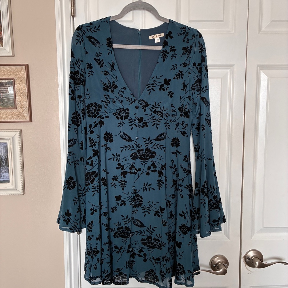 Blue Long Sleeve Dress